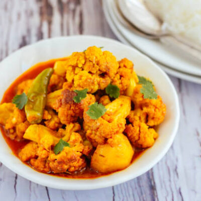 Cauliflower Potato Curry in a Bowl - Popular Indian Curry Aloo Gobi