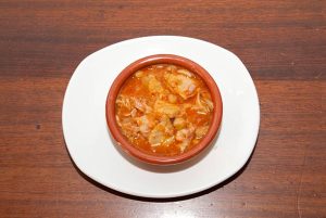 Typical spanish food of tripe with chickpeas