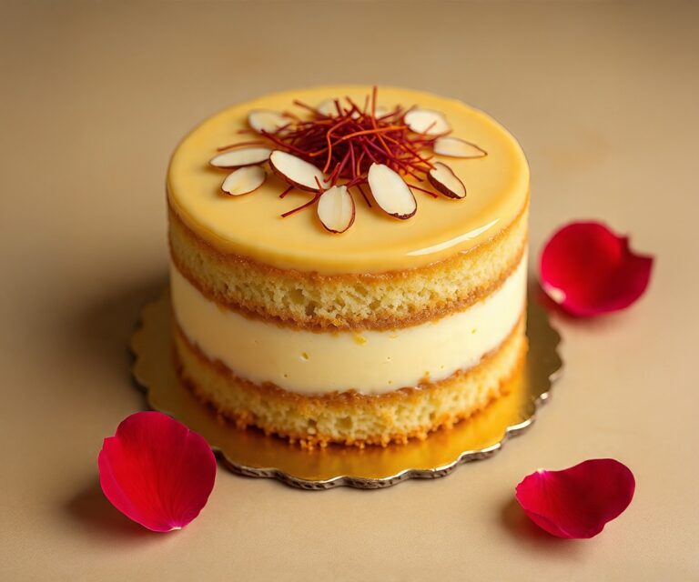 Saffron and Almond Milk Cake. A South Asian Delight