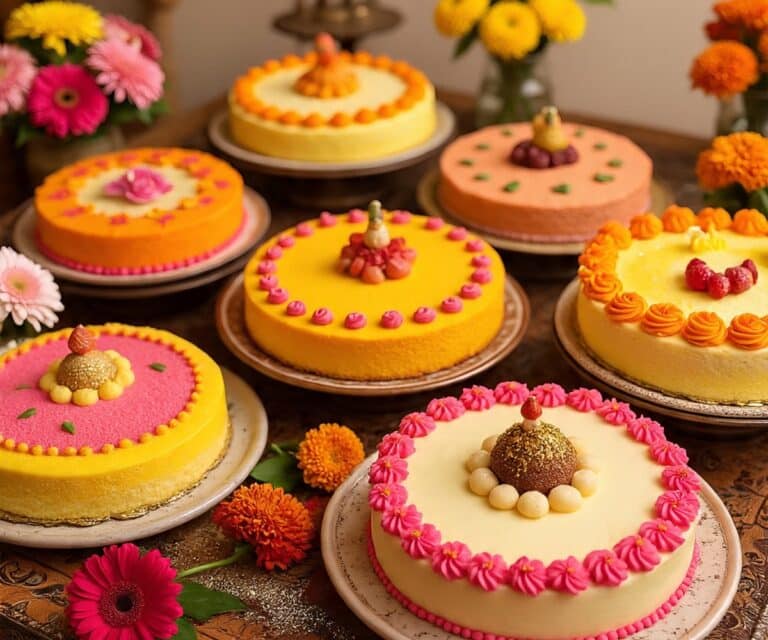 Navratri Cakes with Natural Colors and Eggless Options