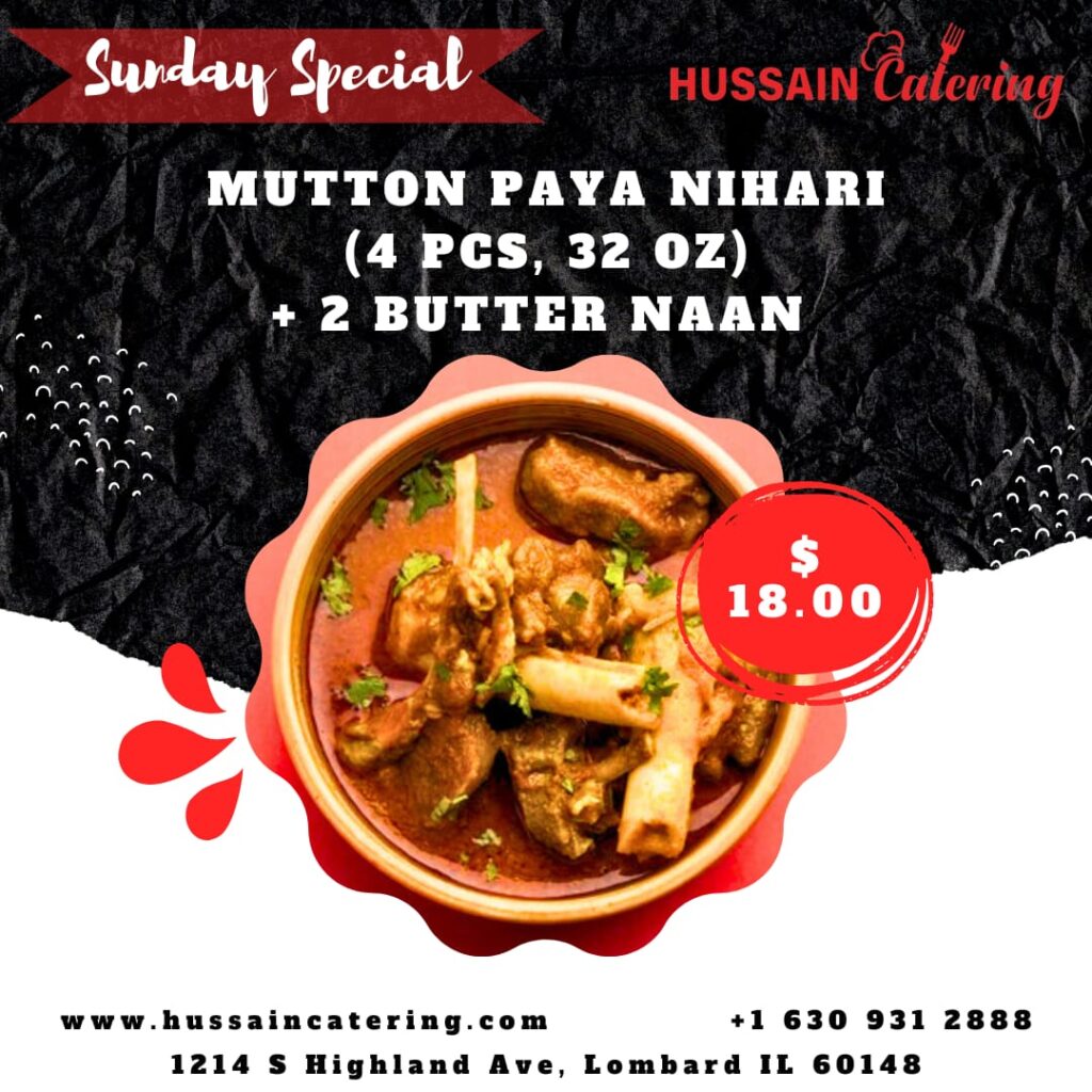 Mutton Paya Nihari (4 Pcs, 32 OZ) and 2 Butter Naan
