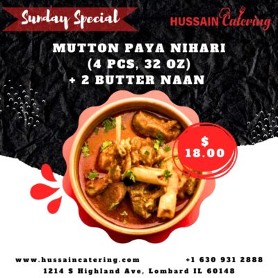 Mutton Paya Nihari (4 Pcs, 32 OZ) and 2 Butter Naan
