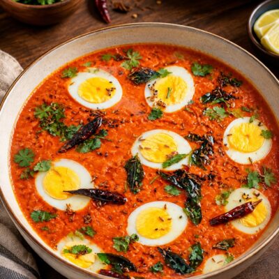 Tomato cut with boiled egg
