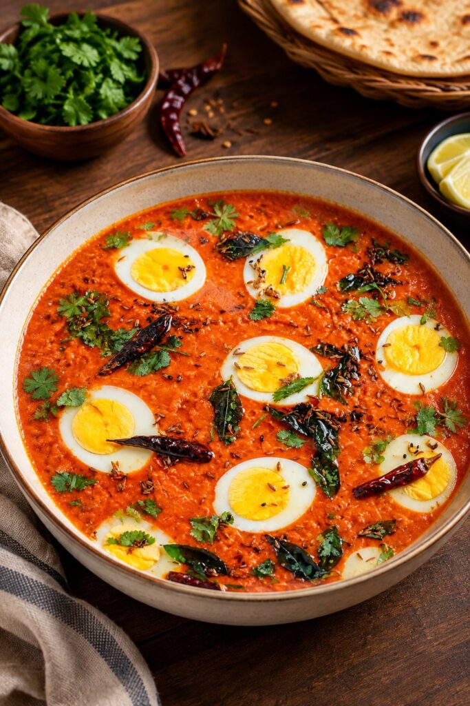 Tomato cut with boiled egg